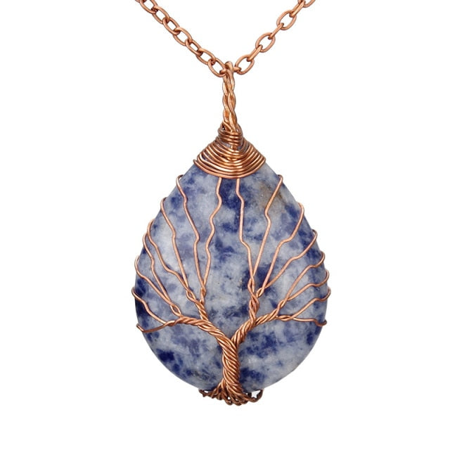 Natural Stone Tree of Life Pendant