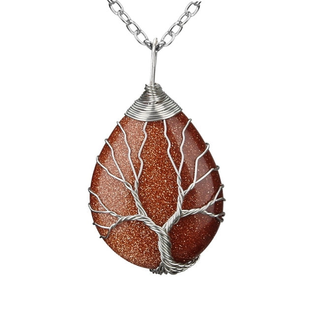 Natural Stone Tree of Life Pendant